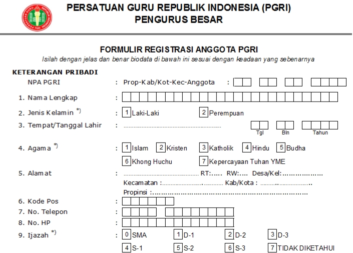 Pendaftaran PGRI Kabbovendigoel - Persatuan Guru Republik Indonesia Cabang Kabbovendigoel